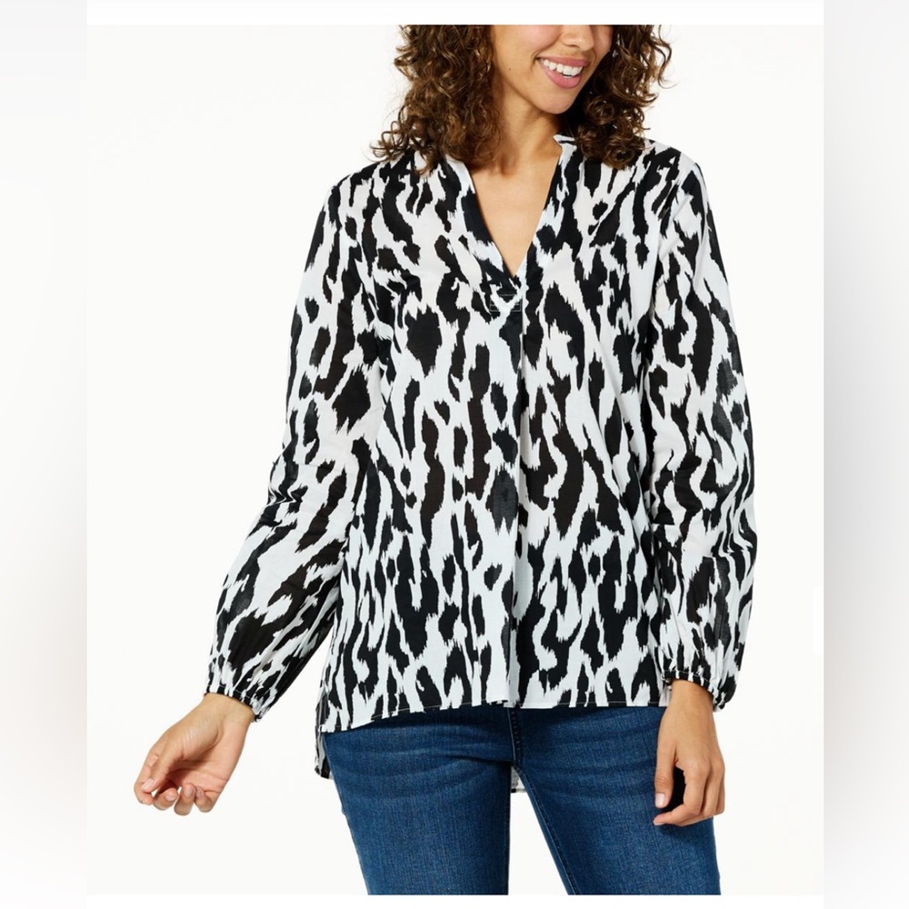 Jaclyn Smith Printed V-Neck Tunic